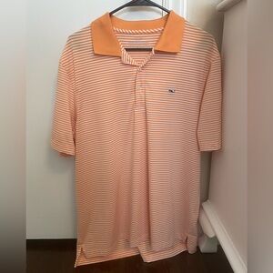 Vineyard Vines Men's Orange Striped Polo Shirt